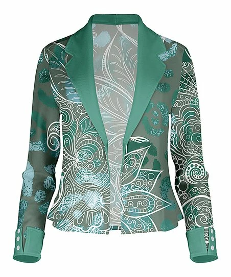Lily | Turquoise & White Floral Blazer - Women 1 Lily | Turquoise & White Floral Blazer - Women