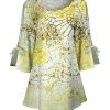 Lily | Yellow & White Abstract Bow-Accent Scoop Neck Tunic - Women