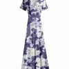 Lily | Purple & White Floral Tie-Waist Surplice Maxi Dress - Women