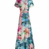 Lily | Pink & Blue Floral Belted Surplice Maxi Dress - Women