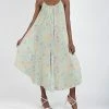 Lily | Mint & Beige Floral Sleeveless Scoop Neck Jumpsuit - Plus