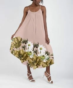 Lily | Pink & Olive Floral Sleeveless Scoop Neck Jumpsuit - Plus