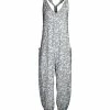 Lily | Gray & Blue Floral Crisscross Sleeveless Jumpsuit - Plus