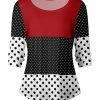Lily | Black & Red Polka Dot Color Block Long-Sleeve Top - Women