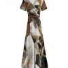 Lily | Black & Brown Abstract V-Neck Maxi Dress - Plus