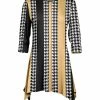 Lily | Black & Yellow Houndstooth Three-Quarter Sleeve Sidetail Tunic - Women
