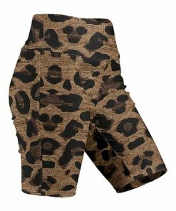 Lily | Brown & Black Leopard Banded Bike Shorts - Women