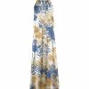 Lily | Blue & Beige Floral Sleeveless Maxi Dress - Women