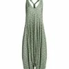 Lily | Green & White Floral Racerback Harem Jumpsuit - Women
