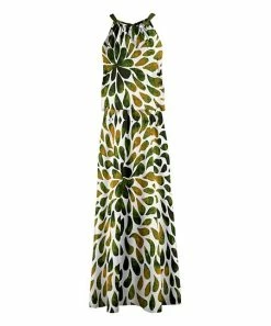 Lily | Olive & White Drops Halter Maxi Dress - Women & Plus