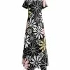 Lily | Black & Pink Floral Short-Sleeve Maxi Handkerchief Dress - Plus