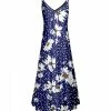 Lily | Navy & Brown Polka Dot Floral Double-V Sleeveless Maxi Dress - Women & Plus