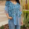 Lily | Blue & Black Floral V-Neck Tunic - Plus