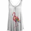 Lily | Pink & White Flamingo Strap-Accent Sleeveless Tunic - Plus
