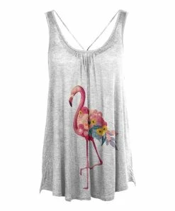 Lily | Pink & White Flamingo Strap-Accent Sleeveless Tunic - Plus