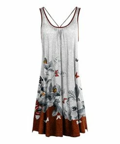 Lily | Brown & Rust Floral Short Dress - Plus