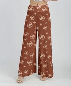 Lily | Rust & Beige Abstract Palazzo Pants - Women