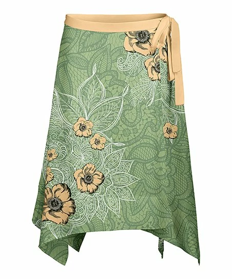 Lily | Mint & Cream Floral Wrap Skirt - Women 1 Lily | Mint & Cream Floral Wrap Skirt - Women