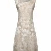 Lily | Beige & White Foliage Sleeveless A-Line Dress - Women