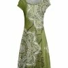 Lily | Green & Gray Medallion Cap-Sleeve A-Line Dress - Women