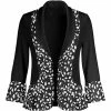 Lily | Black & White Foliage Trumpet-Sleeve Blazer - Women