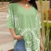 Lily | Mint & White Abstract V-Neck Short-Sleeve Tunic - Plus