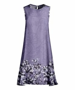Lily | Lavender & Black Floral Keyhole-Back Sleeveless Dress - Plus