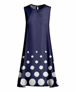 Lily | Navy & White Polka Dot Sleeveless Shift Dress - Women