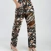 Lily | Black & Rust Animal-Print Pocket Straight-Leg Pants - Women