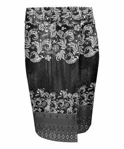 Lily | Gray & White Floral Wrap Pencil Skirt - Women