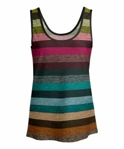 Lily | Black & Red Multicolor Space-Dye Stripe Scoop Neck Tank - Women