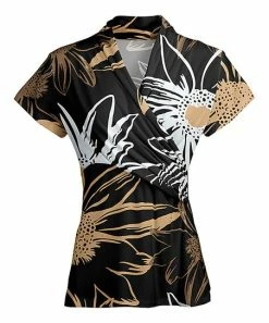 Lily | Black & Brown Floral Surplice Tunic - Women