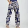 Lily | Navy & Cream Damask Pocket Straight-Leg Pants - Plus