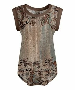 Lily | Beige & Brown Paisley Short-Sleeve Tunic - Plus