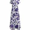 Lily | White & Purple Floral Handkerchief Maxi Dress - Women