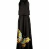 Lily | Brown & Yellow Butterfly Halter Maxi Dress - Women