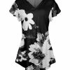 Lily | Black & White Floral Flutter-Sleeve Tunic - Plus