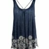 Lily | Navy & Cream Floral Crisscross-Back Sleeveless Tunic - Plus