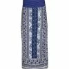 Lily | Blue & White Floral Scarf-Print Maxi Skirt - Women