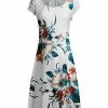 Lily | Teal & White Floral Cap-Sleeve Dress - Women