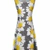 Lily | Gray & Yellow Floral Cap-Sleeve A-Line Dress - Women