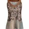 Lily | Beige & Brown Swirl V-Neck Yoke Tank - Plus