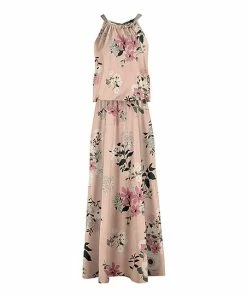 Lily | Light Pink Floral Sleeveless Blouson Maxi Dress - Women