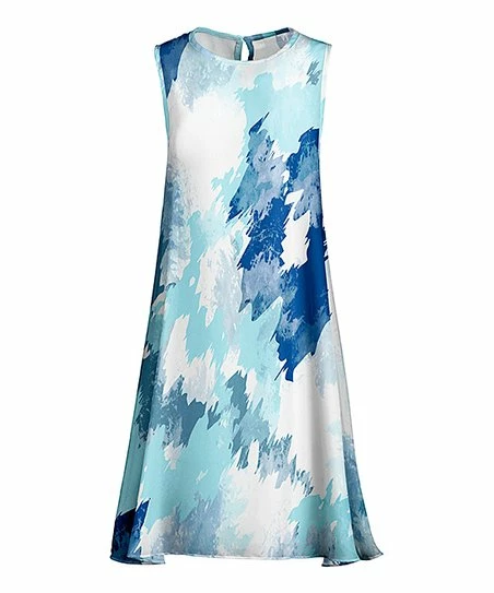 Lily | Blue & White Abstract Sleeveless Dress - Women 1 Lily | Blue & White Abstract Sleeveless Dress - Women