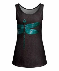 Lily | Black & Turquoise Dragonfly Boatneck Tank - Plus