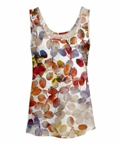 Lily | Rust & White Foliage Scoop Neck Tank - Plus