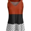Lily | Red & Black Polka Dot Color Block V-Neck Yoke Tank - Women
