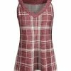 Lily | Pink & Cream Plaid V-Neck Yoke Tank - Women
