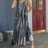 Lily | Black & White Abstract Pocket Sleeveless Shift Maxi Dress