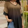 Lily | Black & Brown Ombré Layered Bell Sleeve V-Neck Top - Women